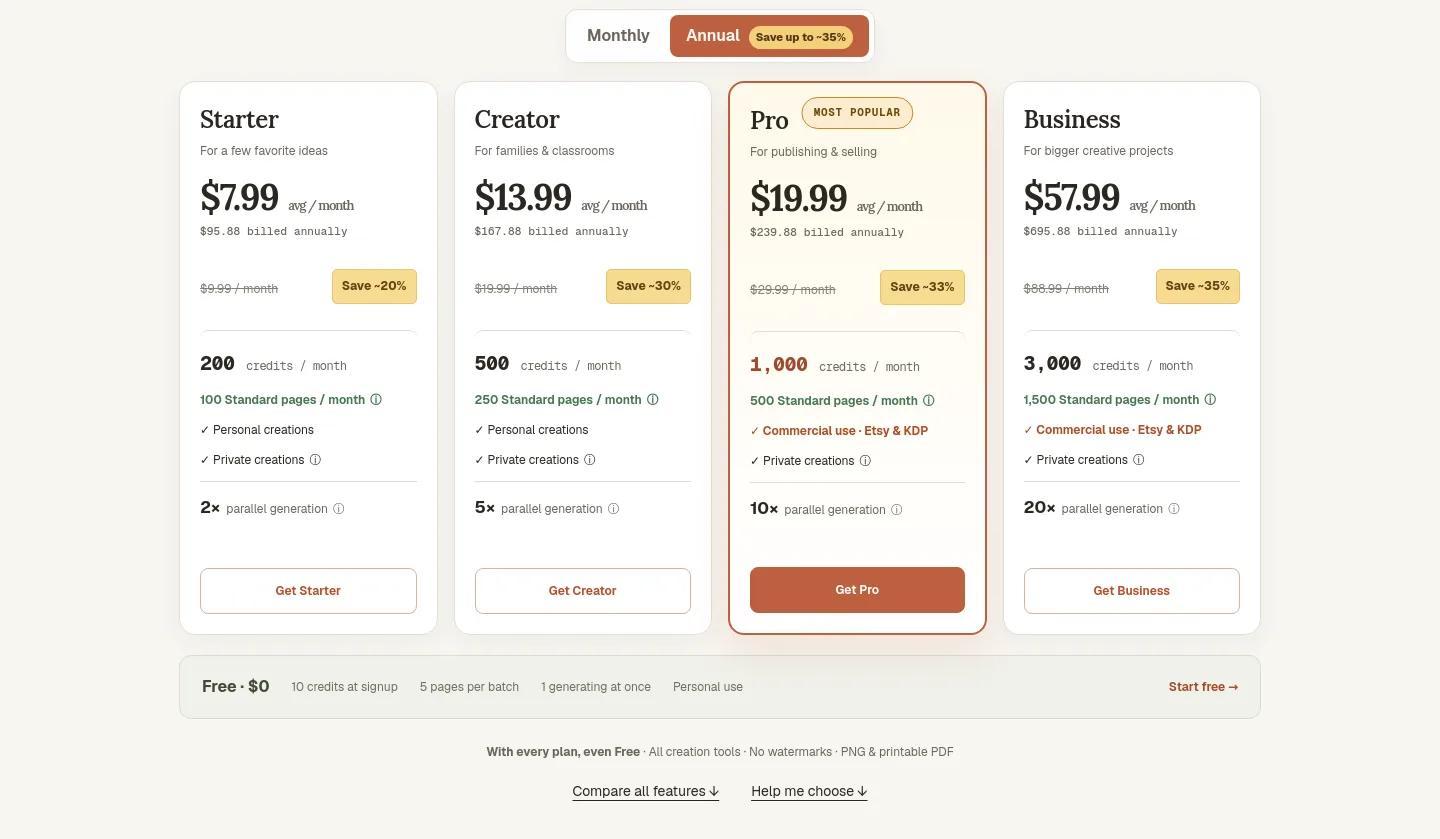 cpages.ai Pricing section