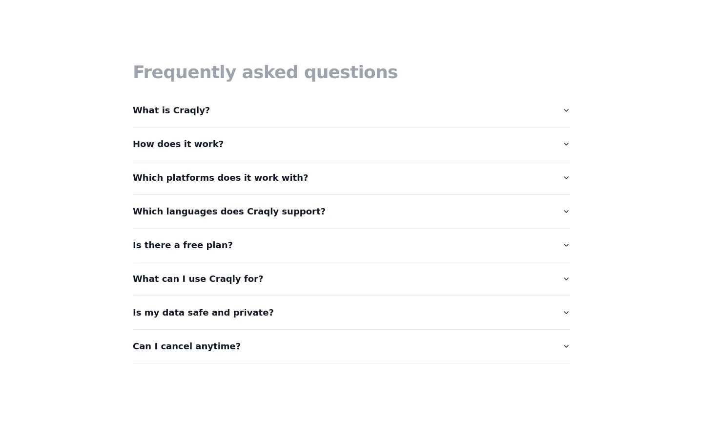 craqly.com FAQ section