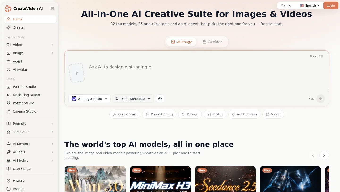 createvision.ai Hero section