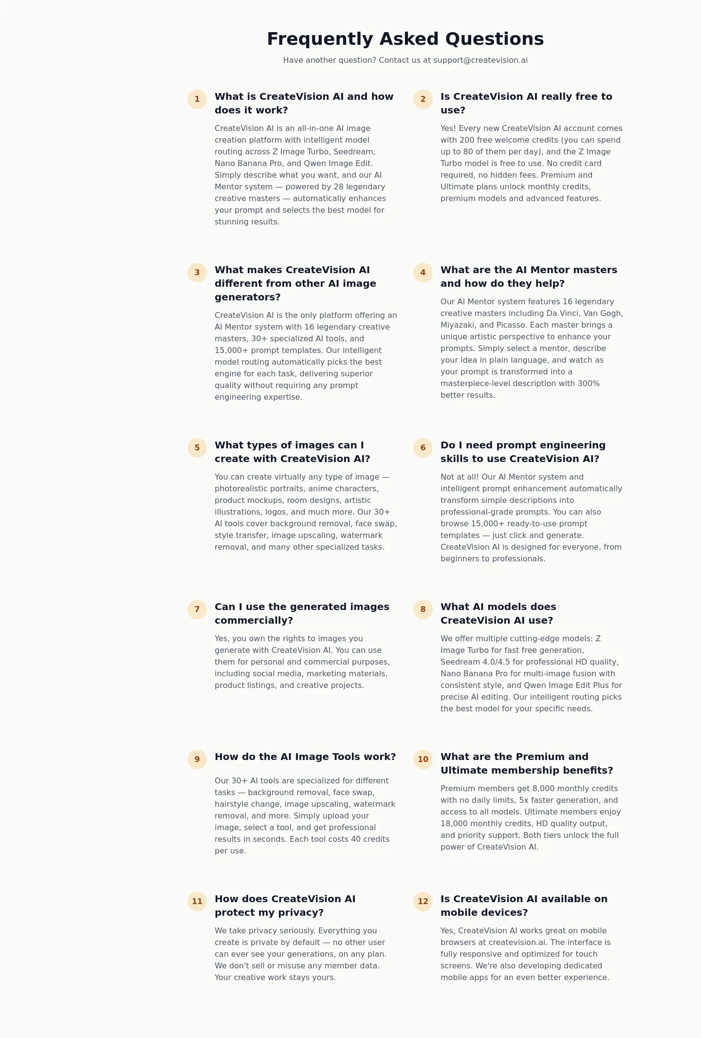 createvision.ai FAQ section