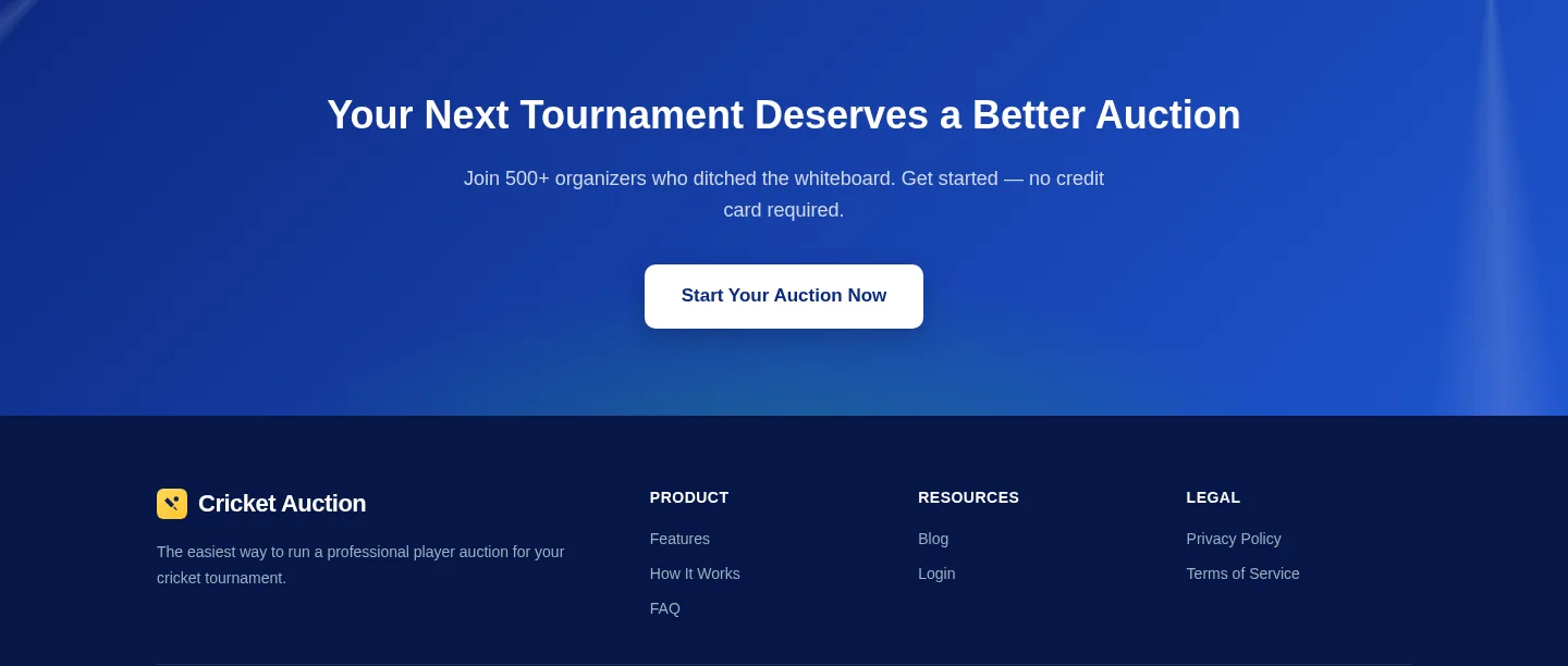 cric.auction — a real CTA section