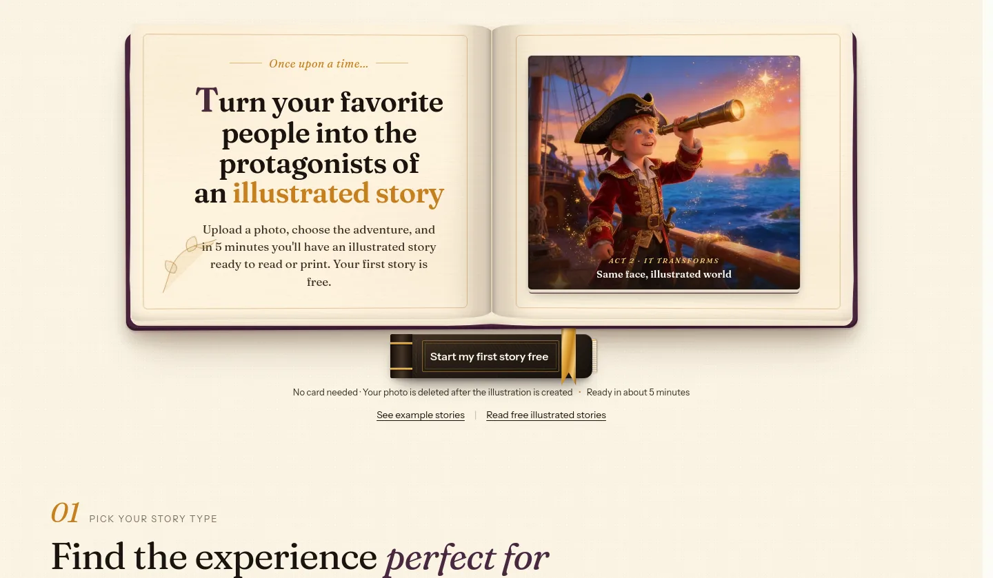cuentosia.ai — a real Hero section