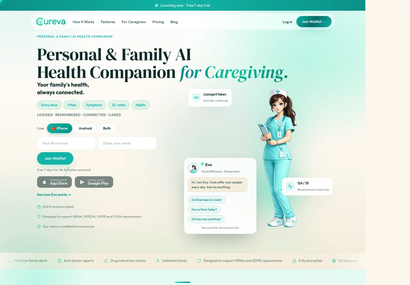 cureva.app Hero section