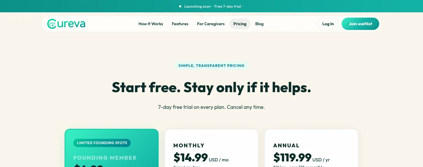 cureva.app Hero section
