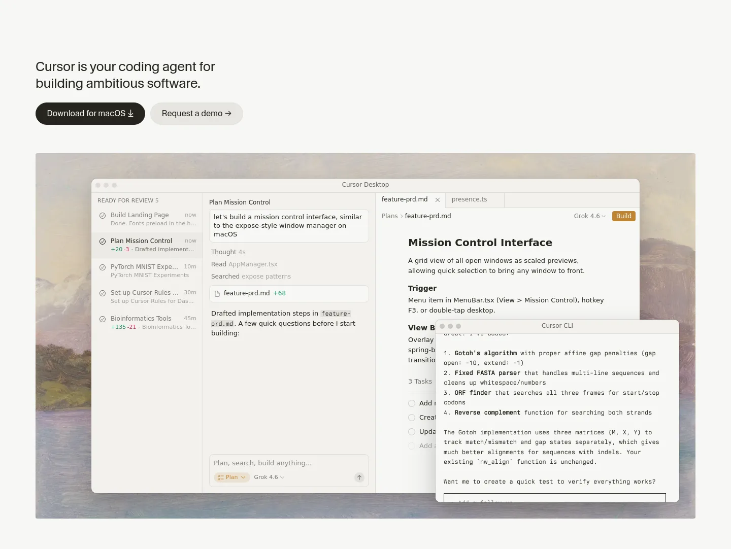 cursor.com Hero section