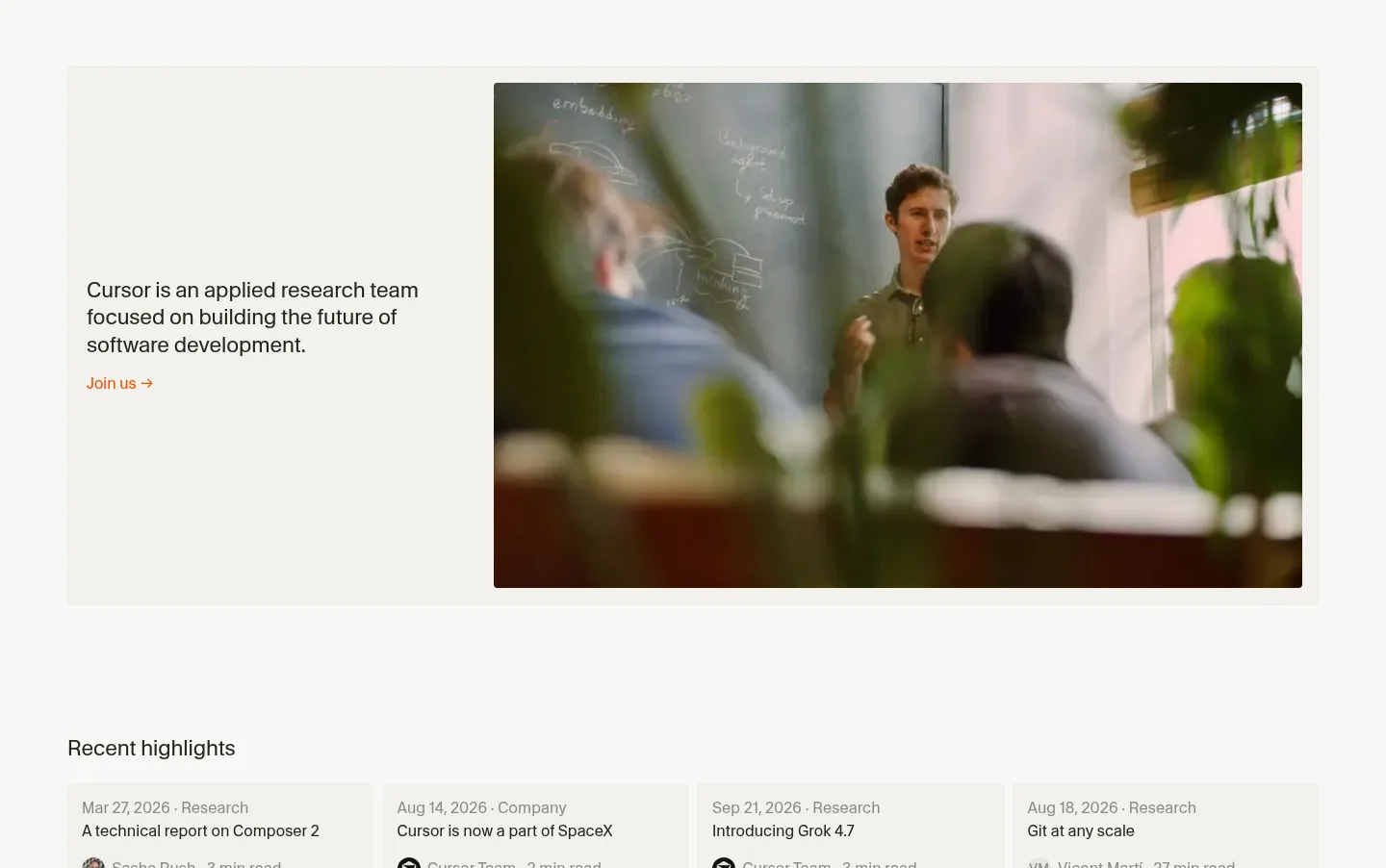 cursor.com — a real CTA section