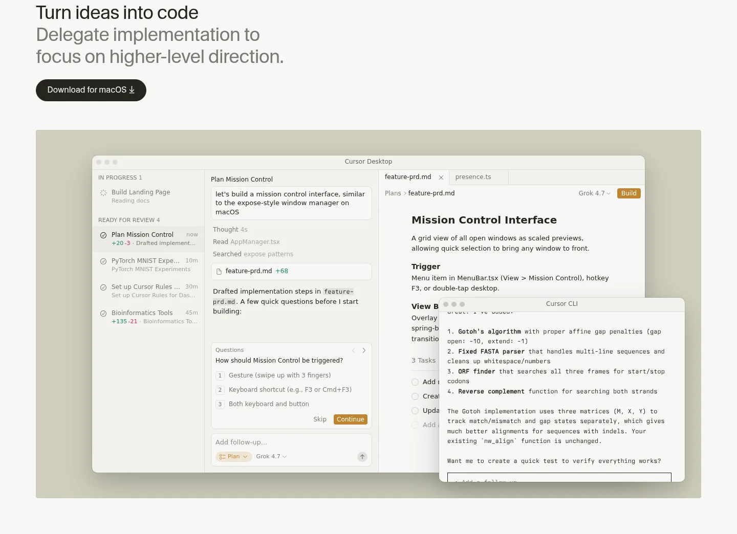cursor.com — a real Hero section