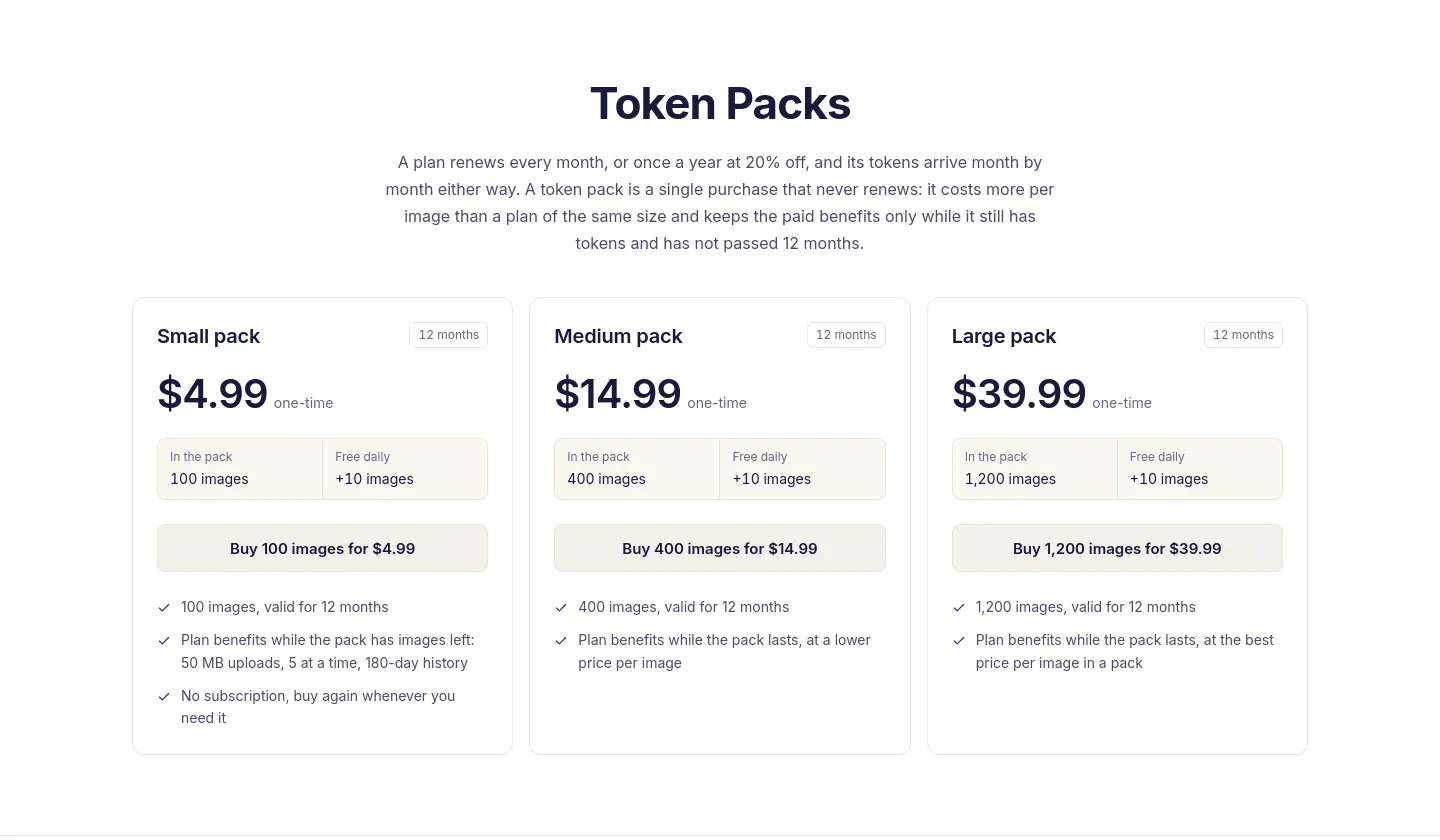 cutoutbg.ai Pricing section