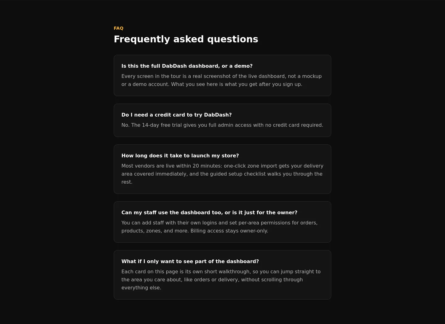 dabdash.com FAQ section