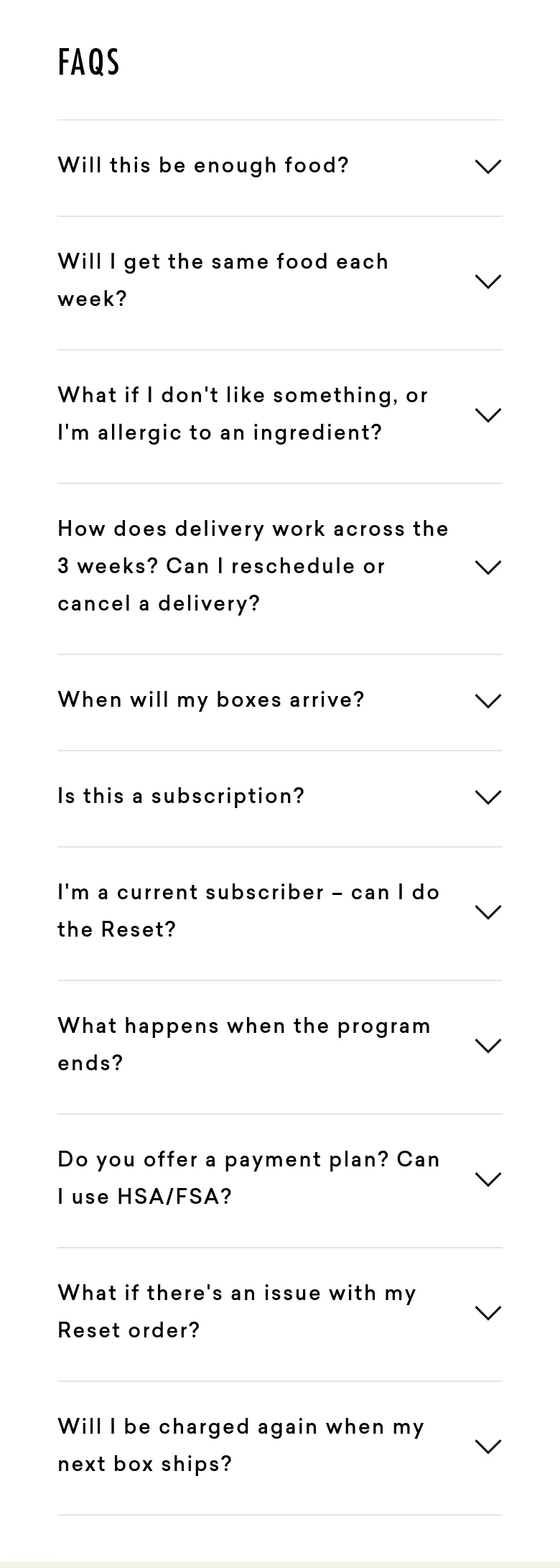 daily-harvest.com FAQ section