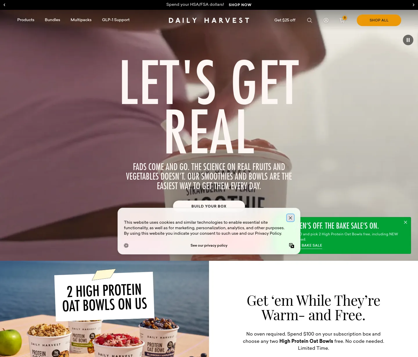 dailyharvest.com — a real Hero section