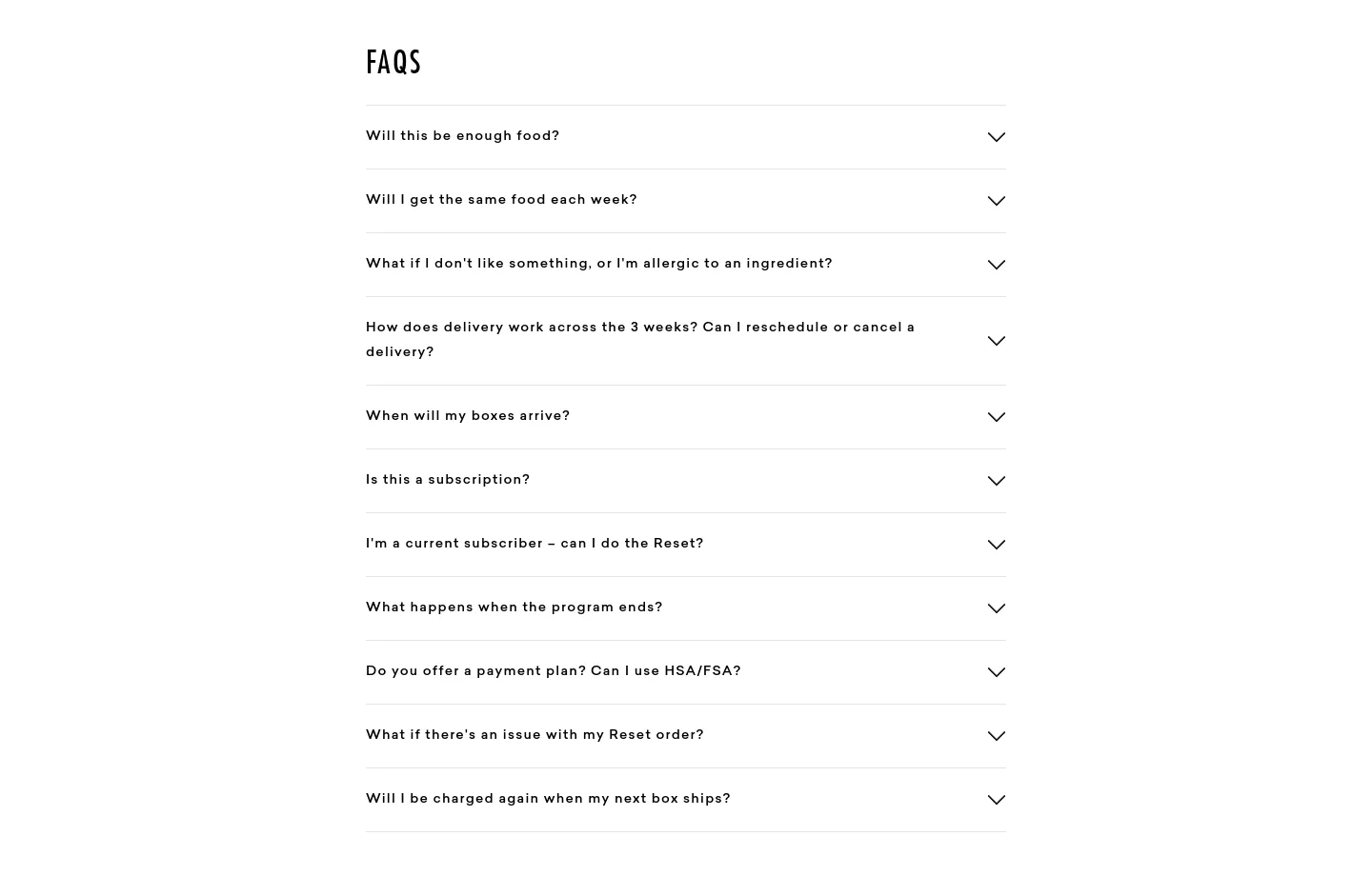 dailyharvest.com FAQ section