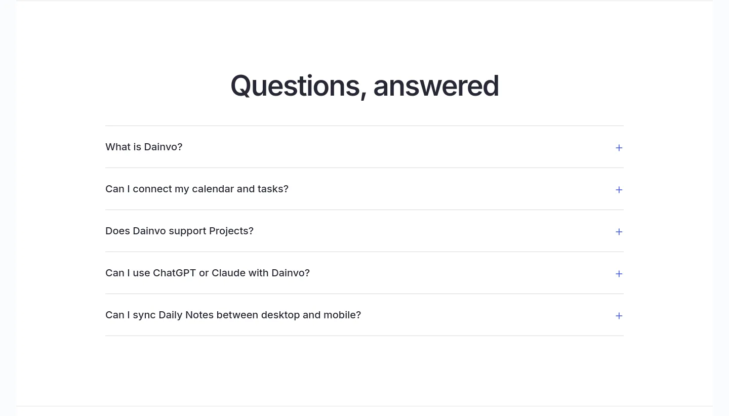 dainvo.com FAQ section