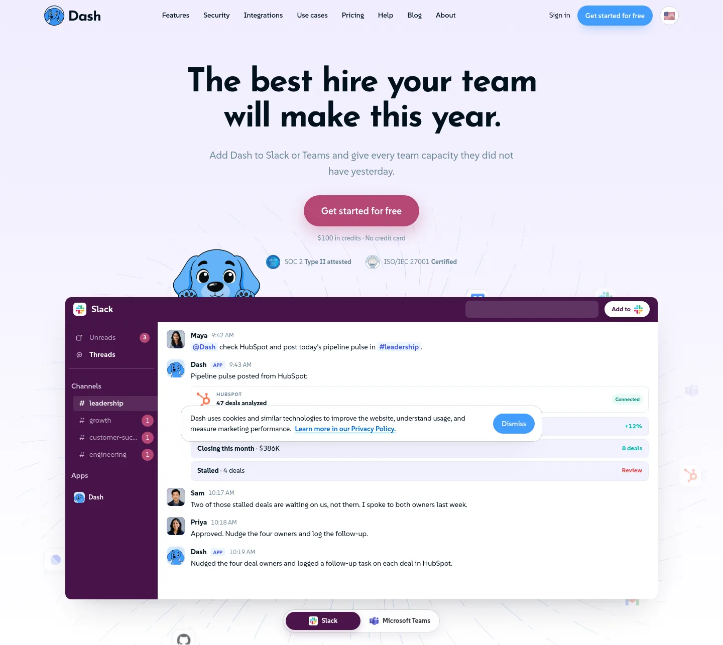 dashpup.ai — a real Hero section