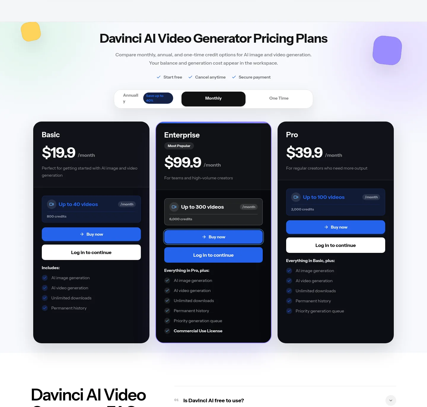 davinci-ai.pro — a real Features section