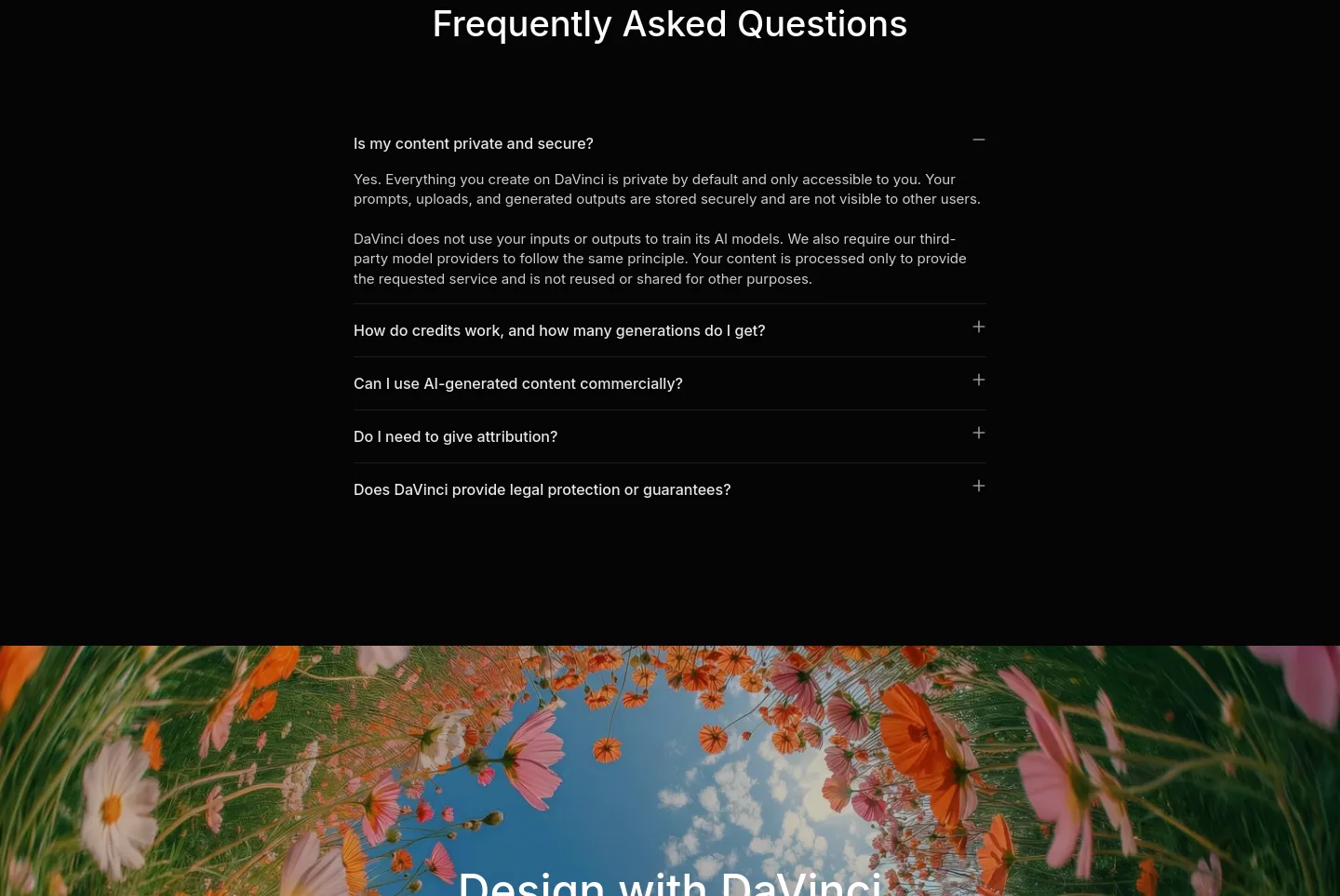 davinci.ai FAQ section