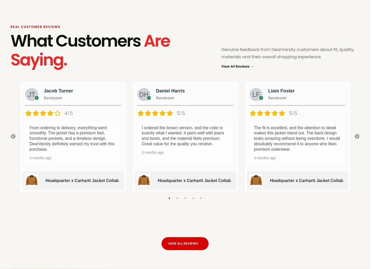 dearvarsity.com Reviews section