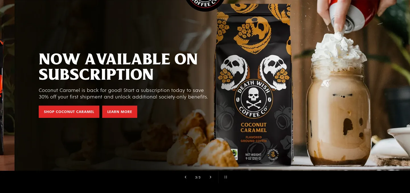 deathwishcoffee.com — a real Hero section