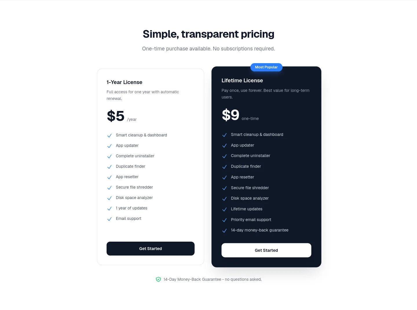 deepcleanmac.com — a real Pricing section