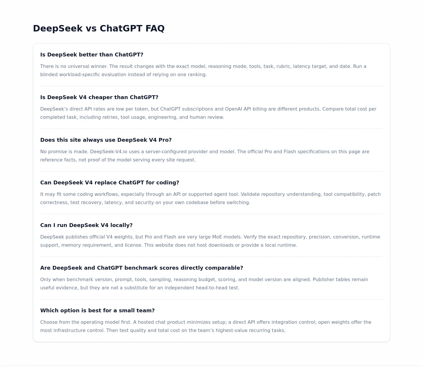 deepseek-v4.io FAQ section
