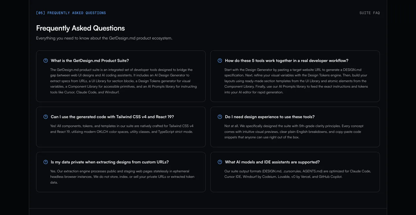 designmd.fun FAQ section
