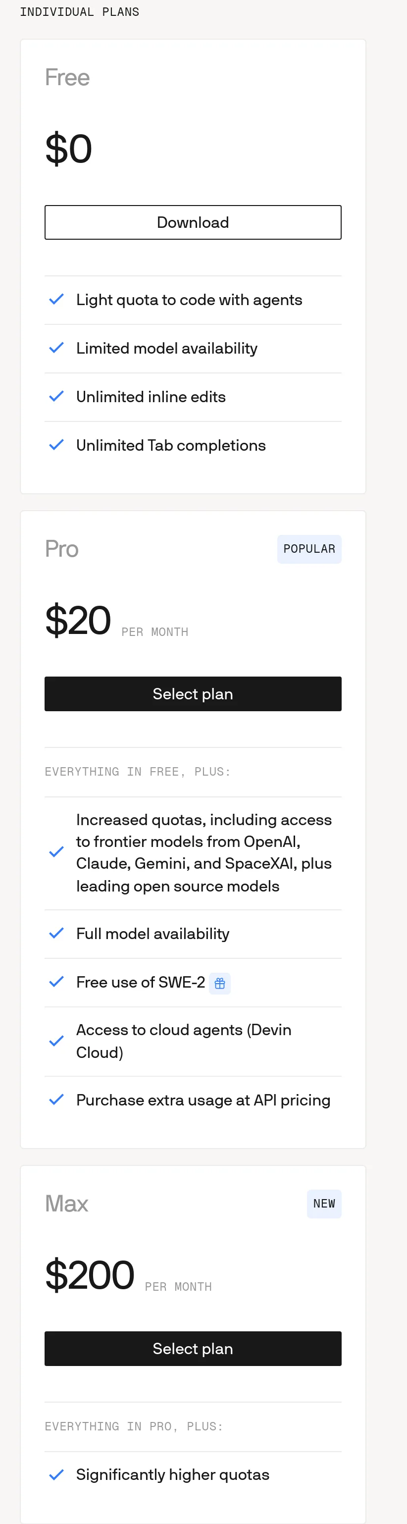 devin.ai Pricing section