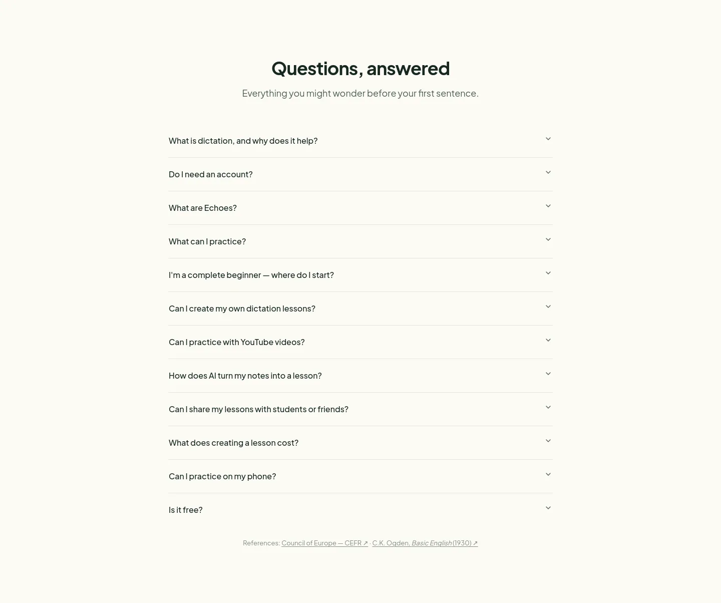 dictationtrainer.com — a real FAQ section