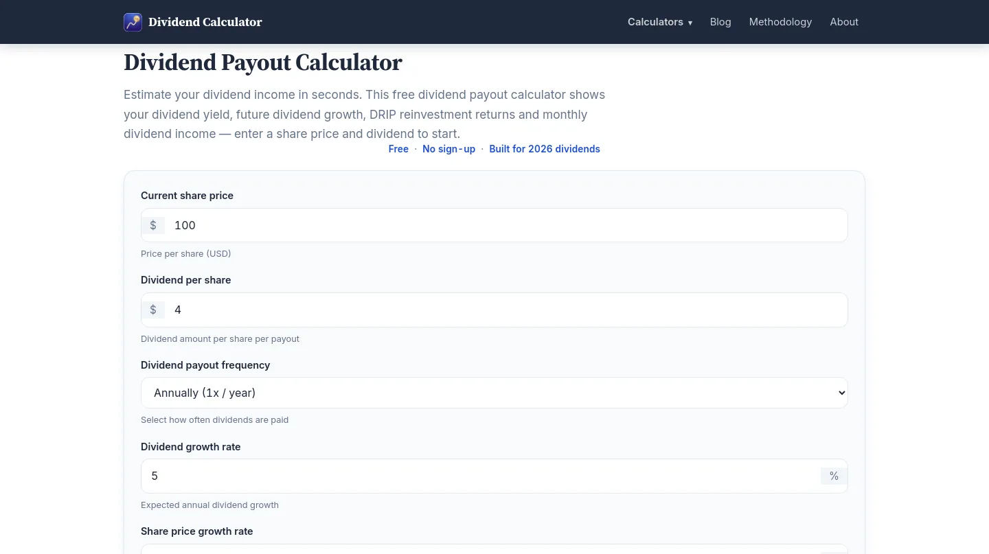 dividendpayoutcalculator.com