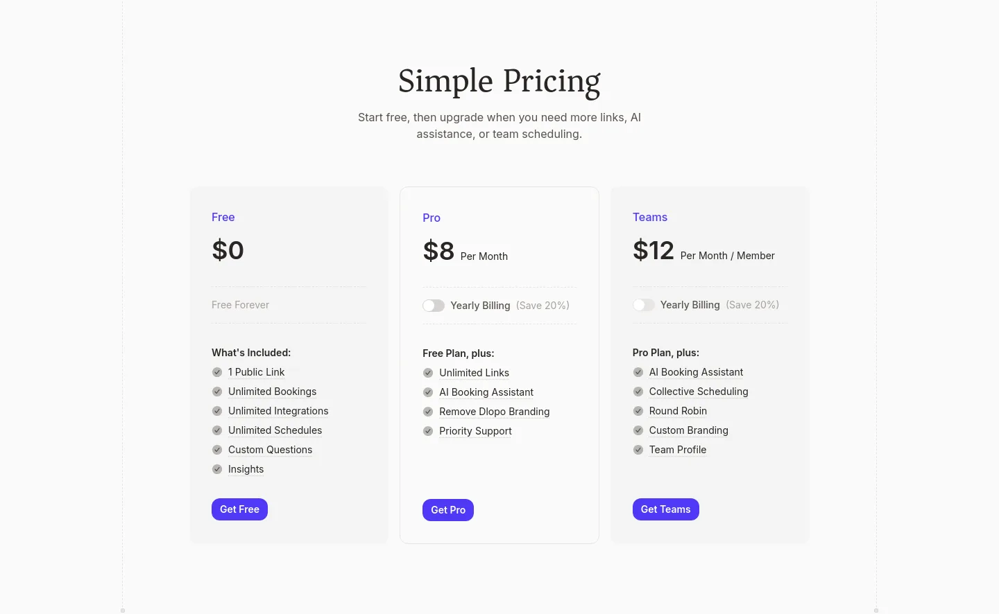 dlopo.com — a real Pricing section