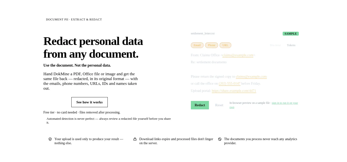 dokmine.com — a real Hero section