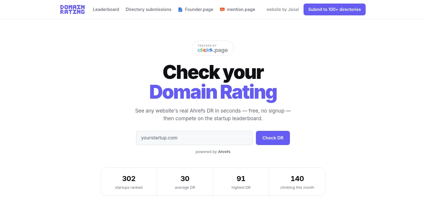 domain-rating.com — a measured funnel