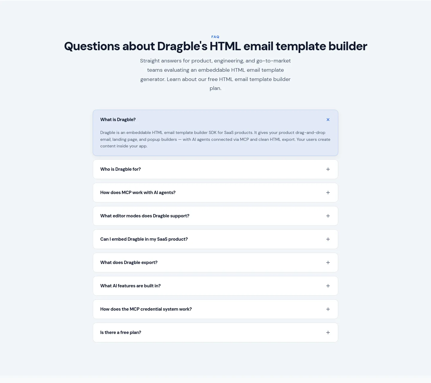 dragble.com FAQ section