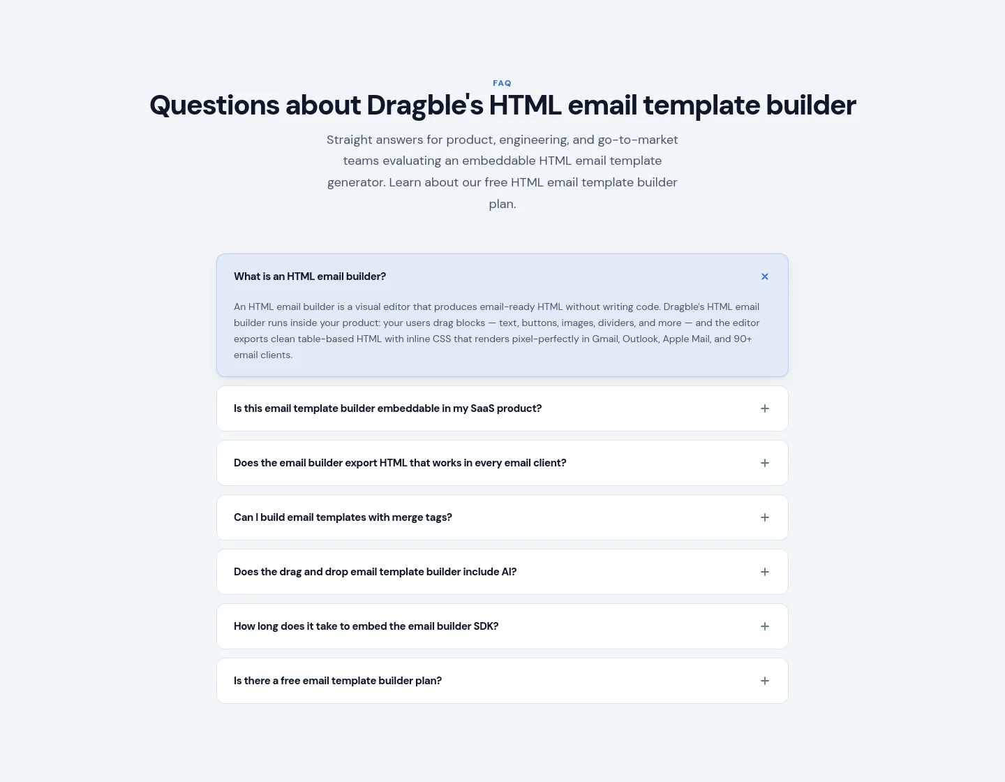 dragble.com FAQ section