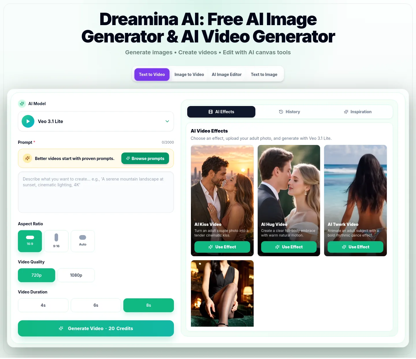 dreaminai.art — a real Hero section
