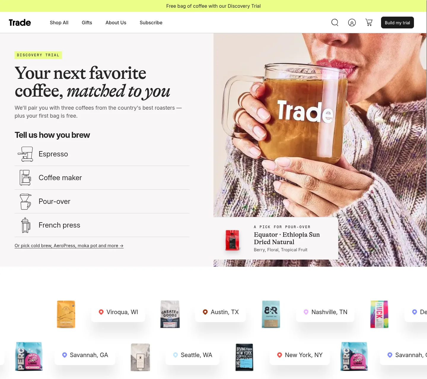 drinktrade.com — a measured funnel