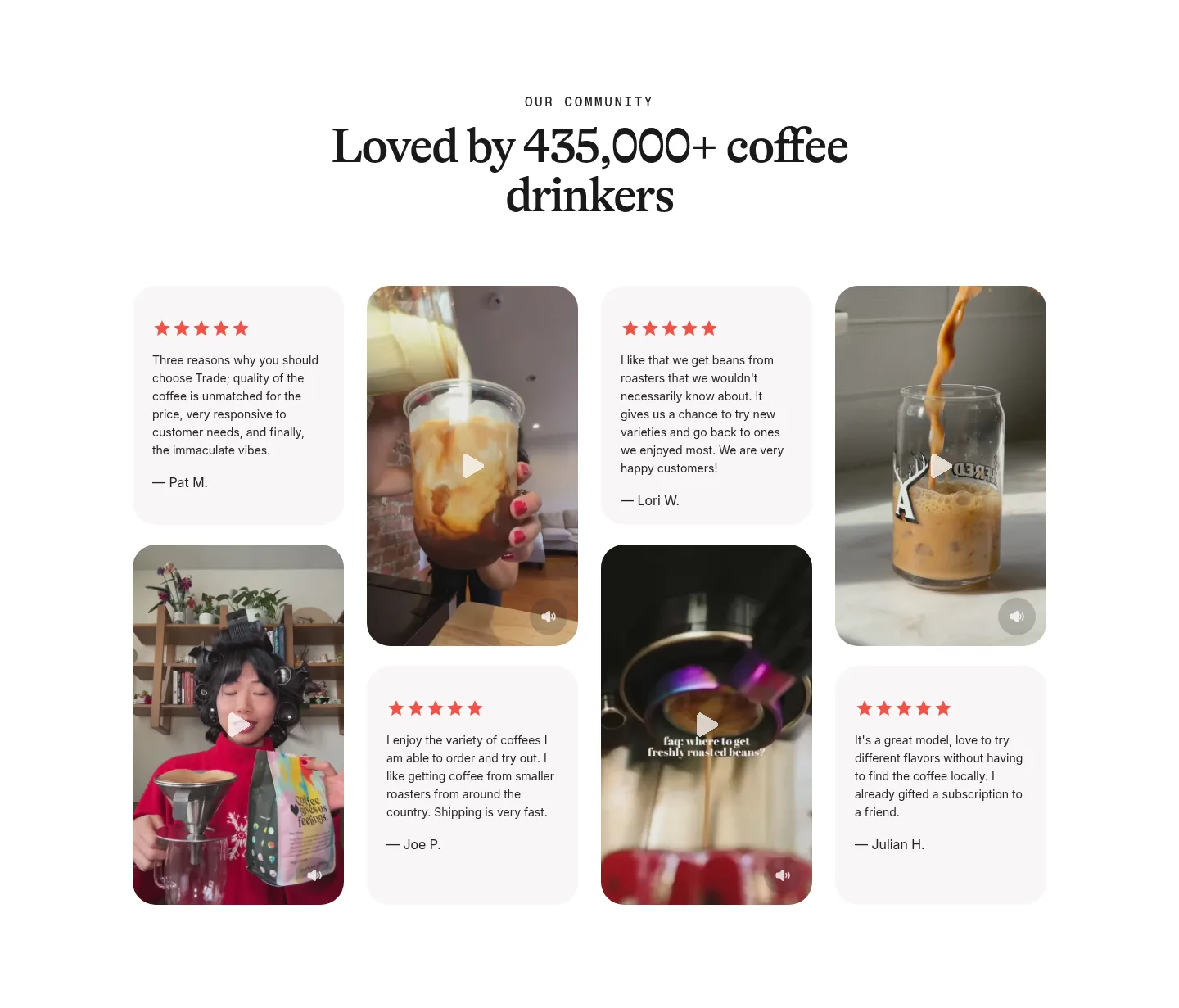 drinktrade.com testimonial grid