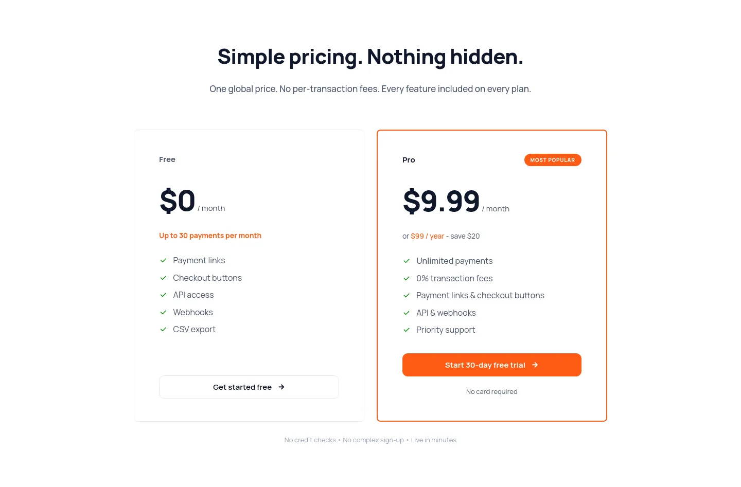 droppayxrp.com Pricing section