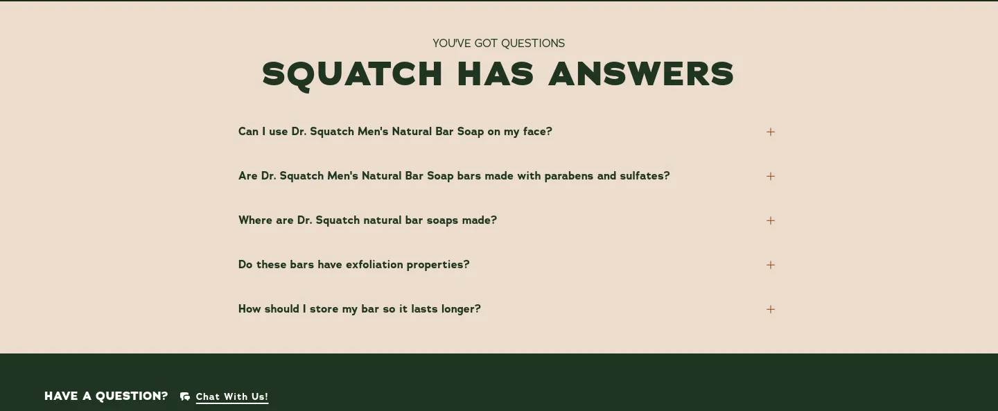 drsquatch.com FAQ section