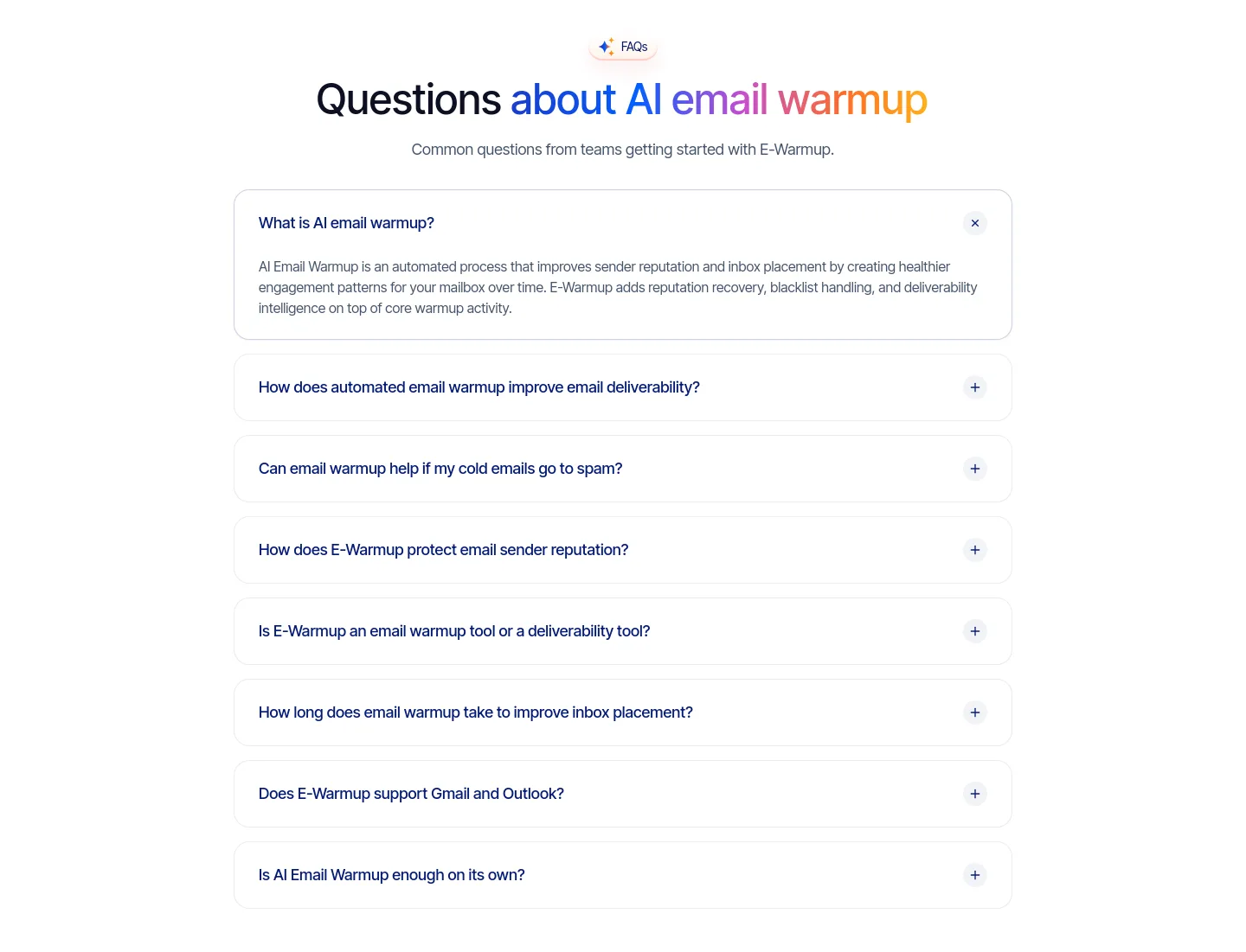 e-warmup.com FAQ section
