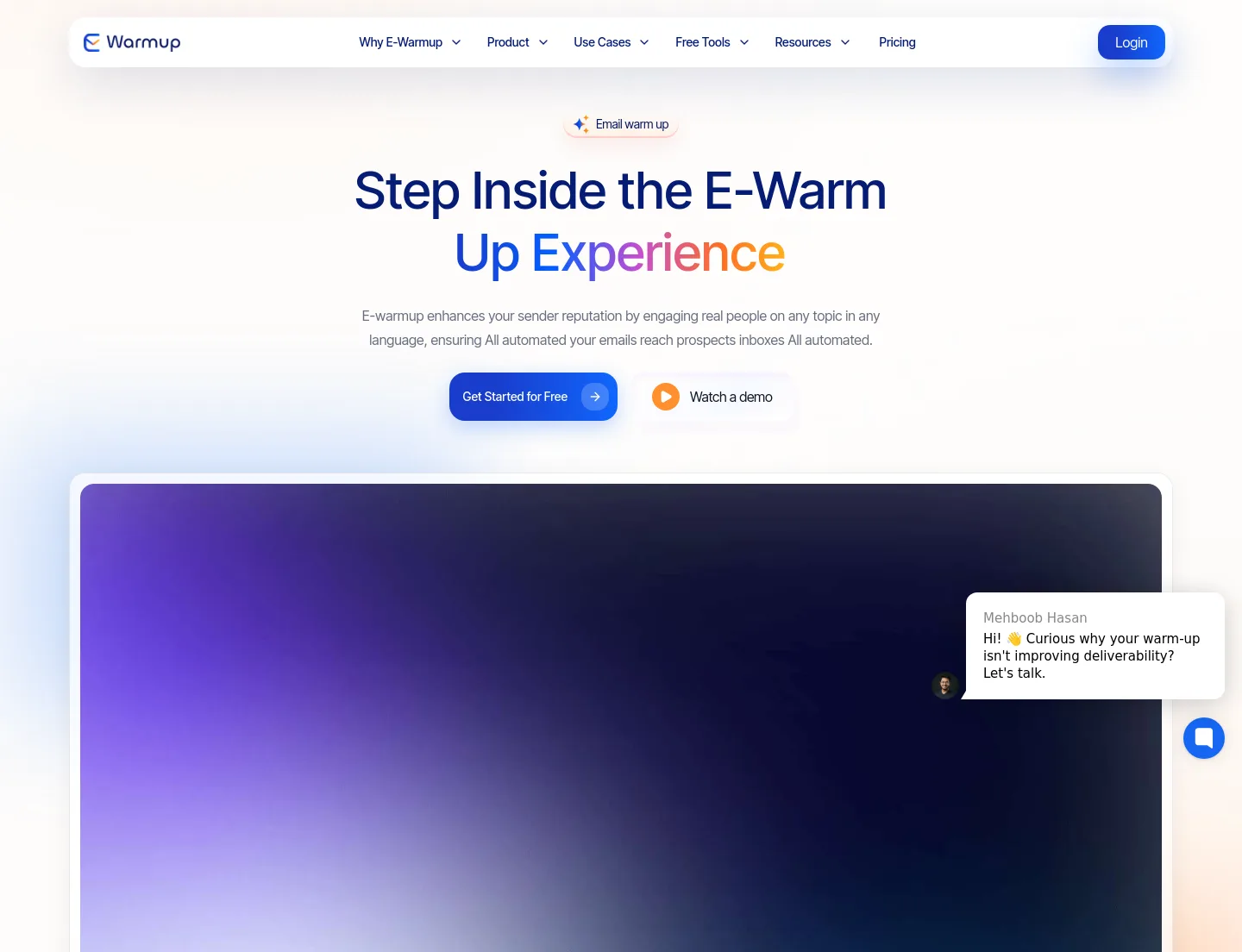 e-warmup.com Hero section