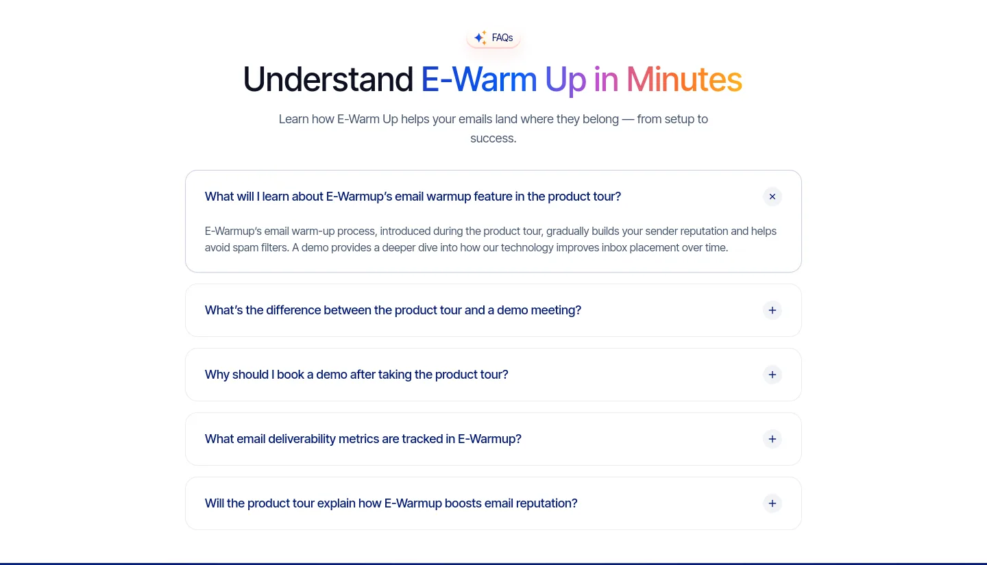 e-warmup.com FAQ section