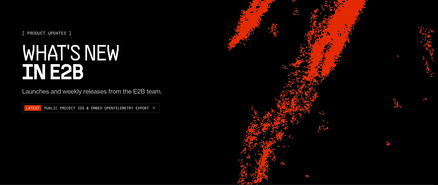 e2b.dev Hero section