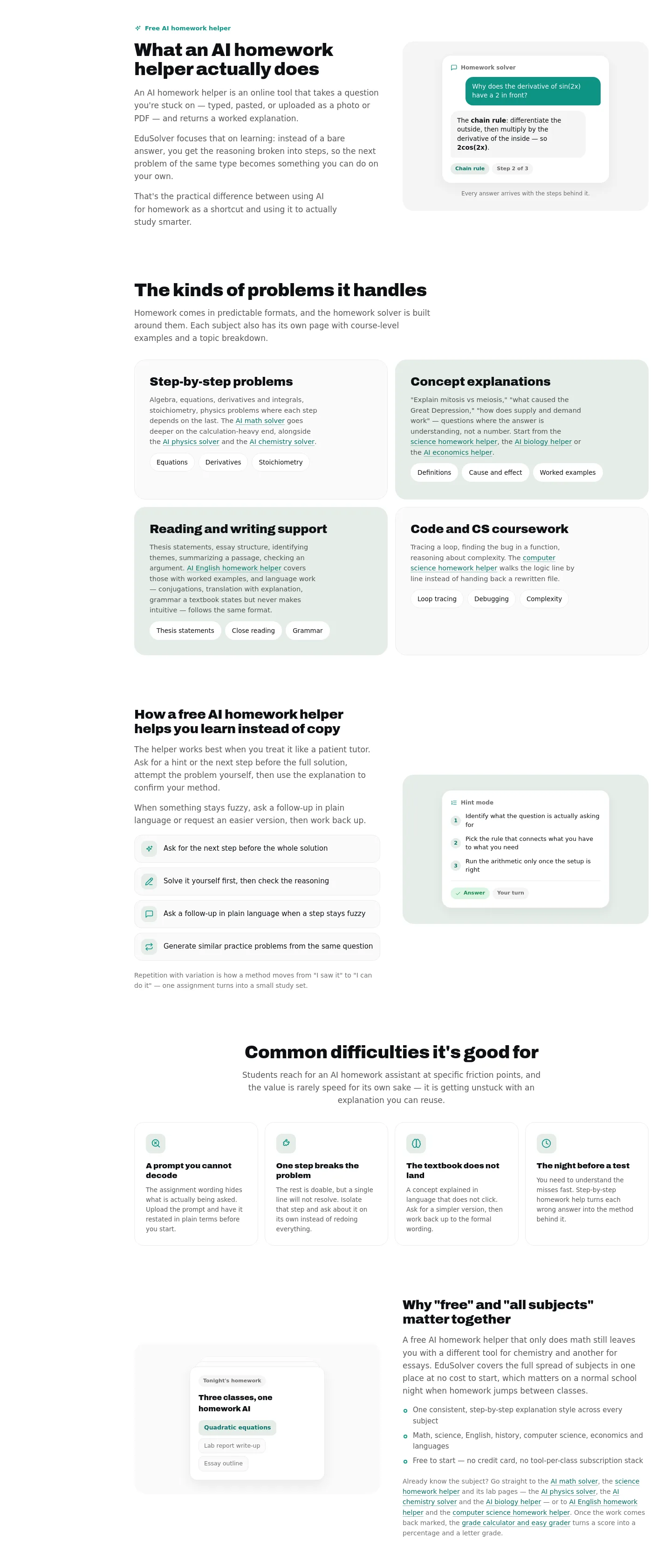 edusolver.io — a real Features section