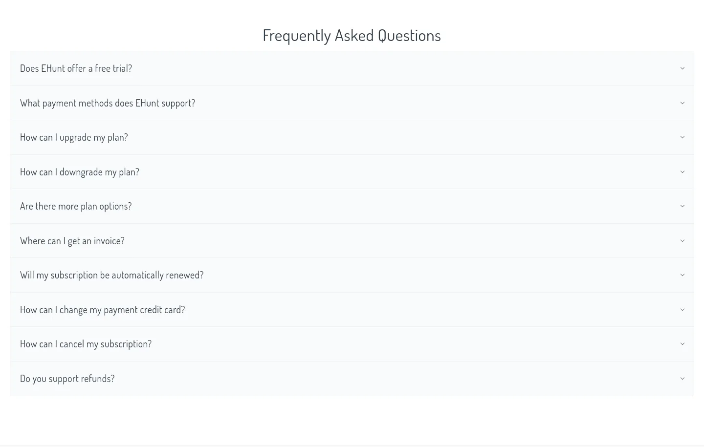 ehunt.ai FAQ section