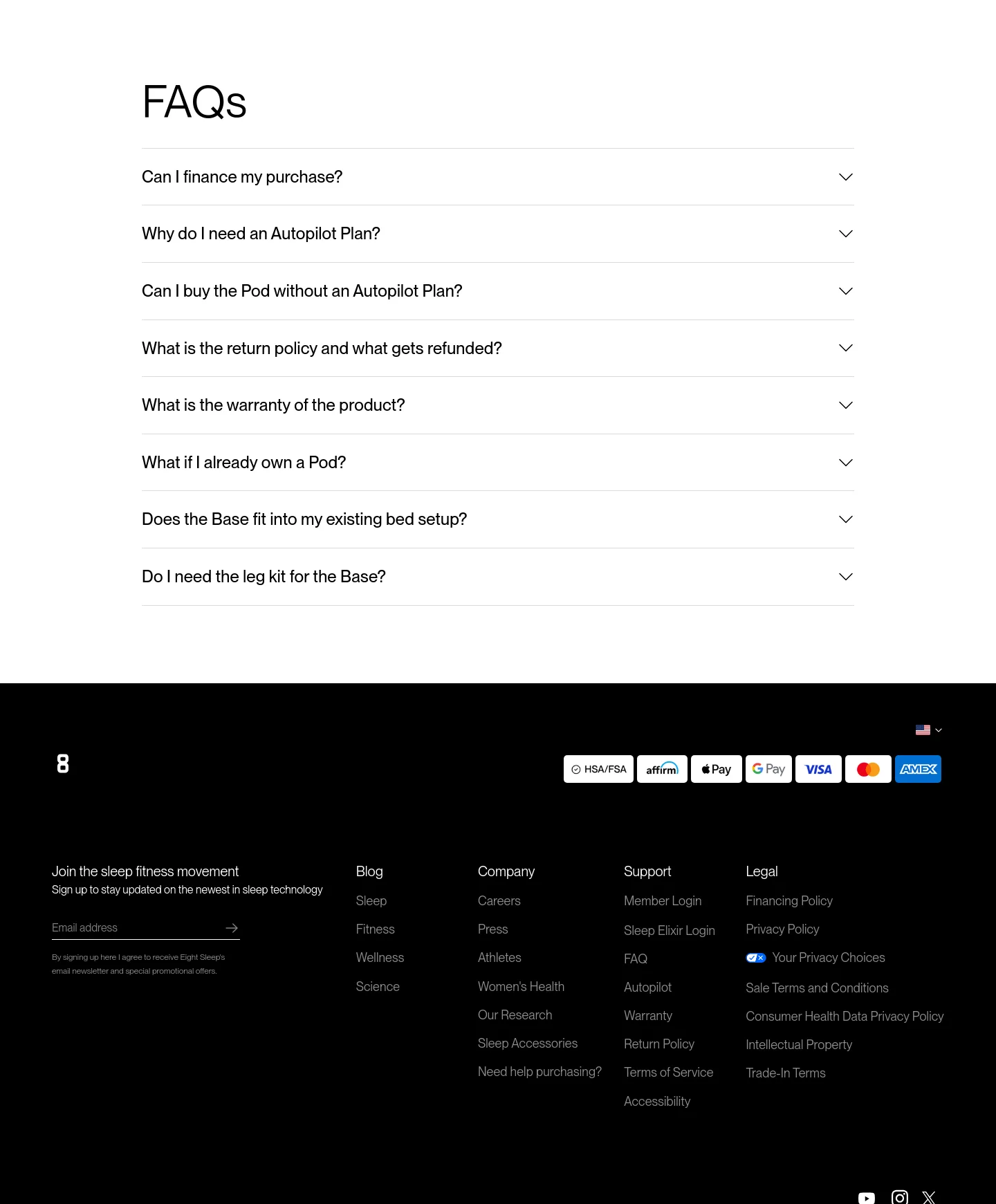 eightsleep.com FAQ section