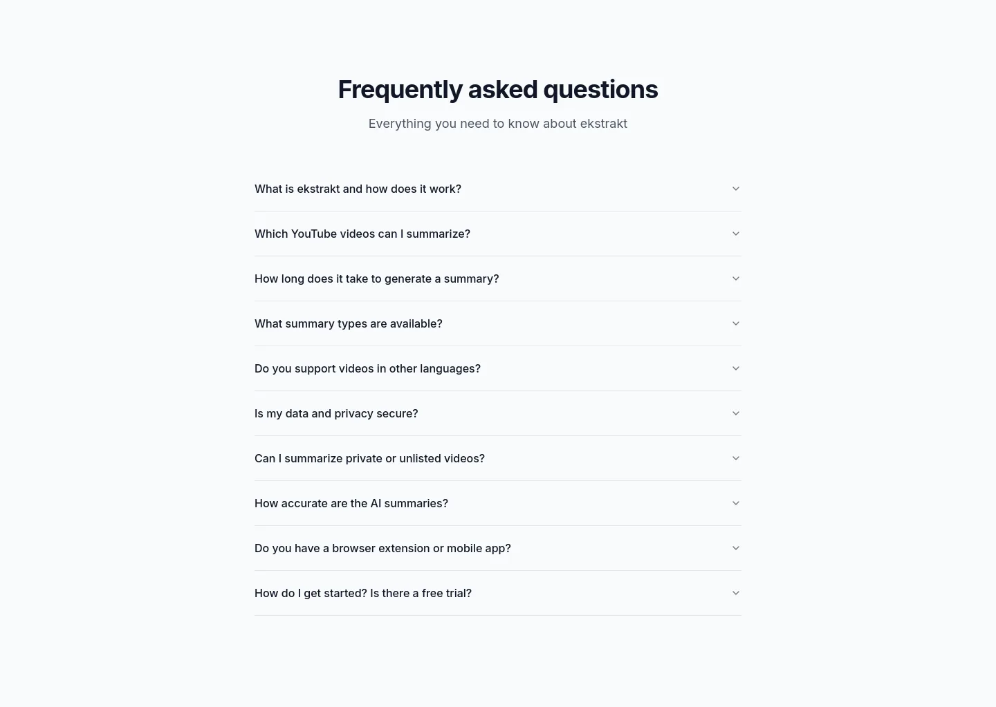 ekstrakt.app FAQ section