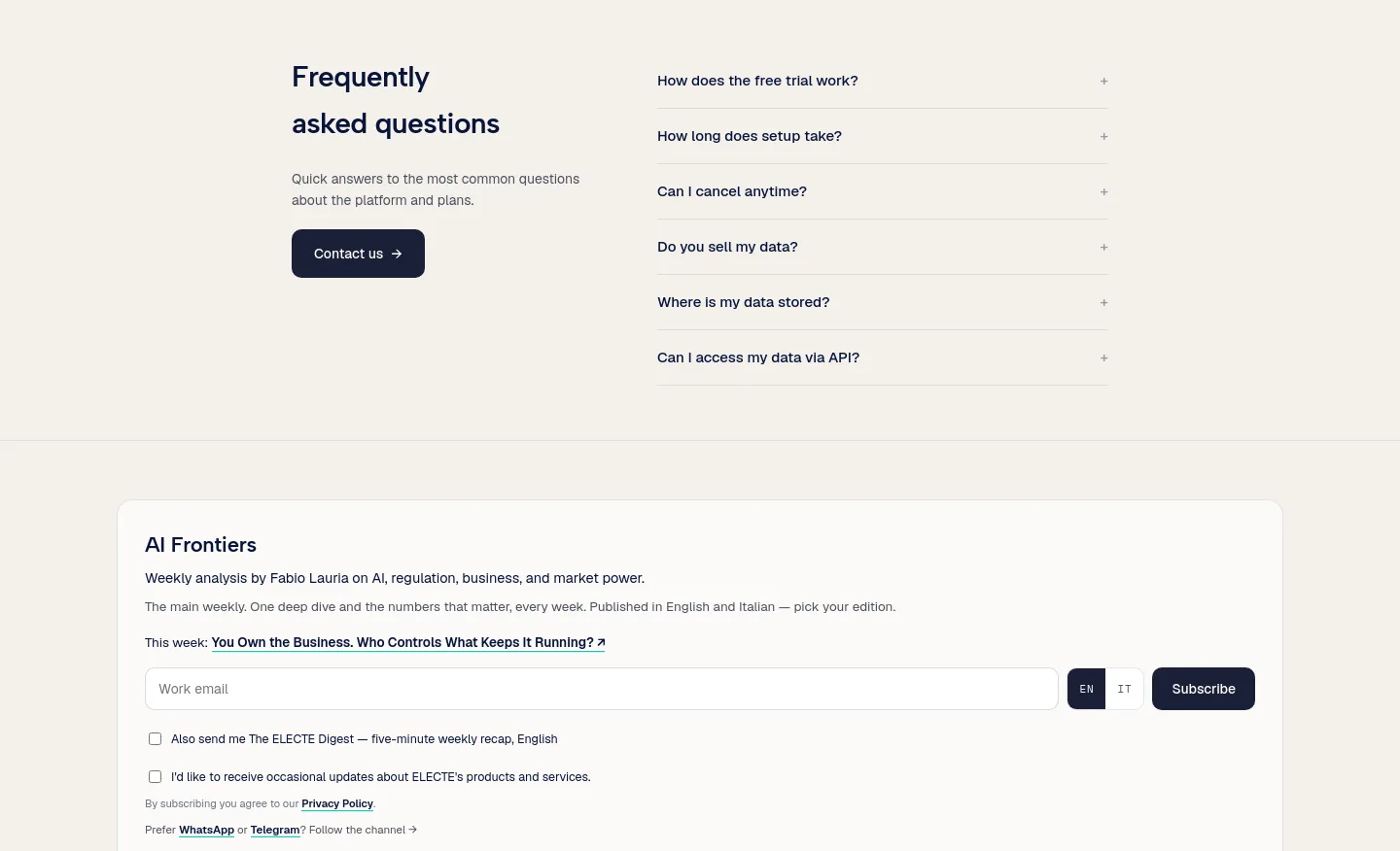 electe.net FAQ section