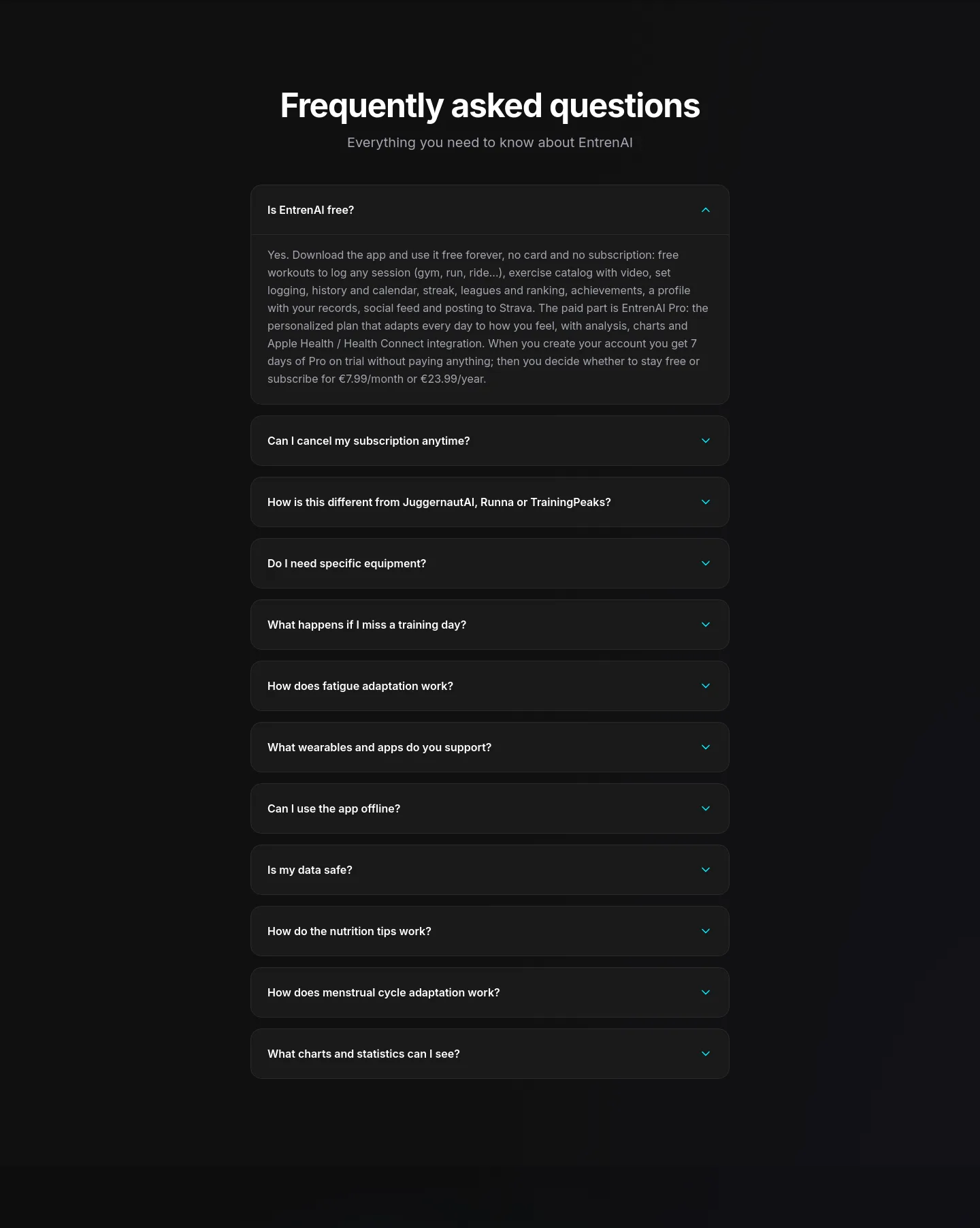entrenai.app FAQ section