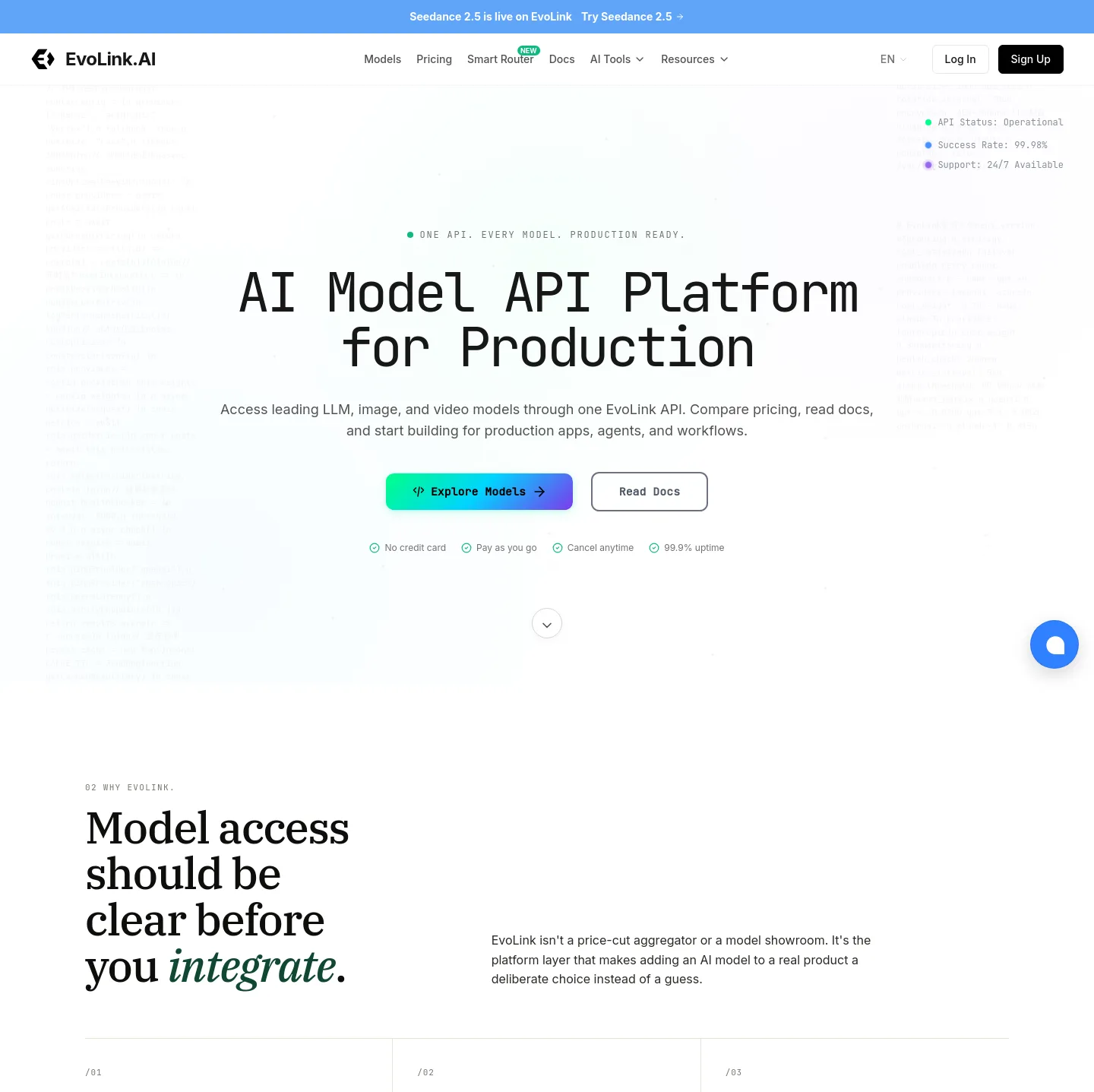 evolink.ai — a measured funnel