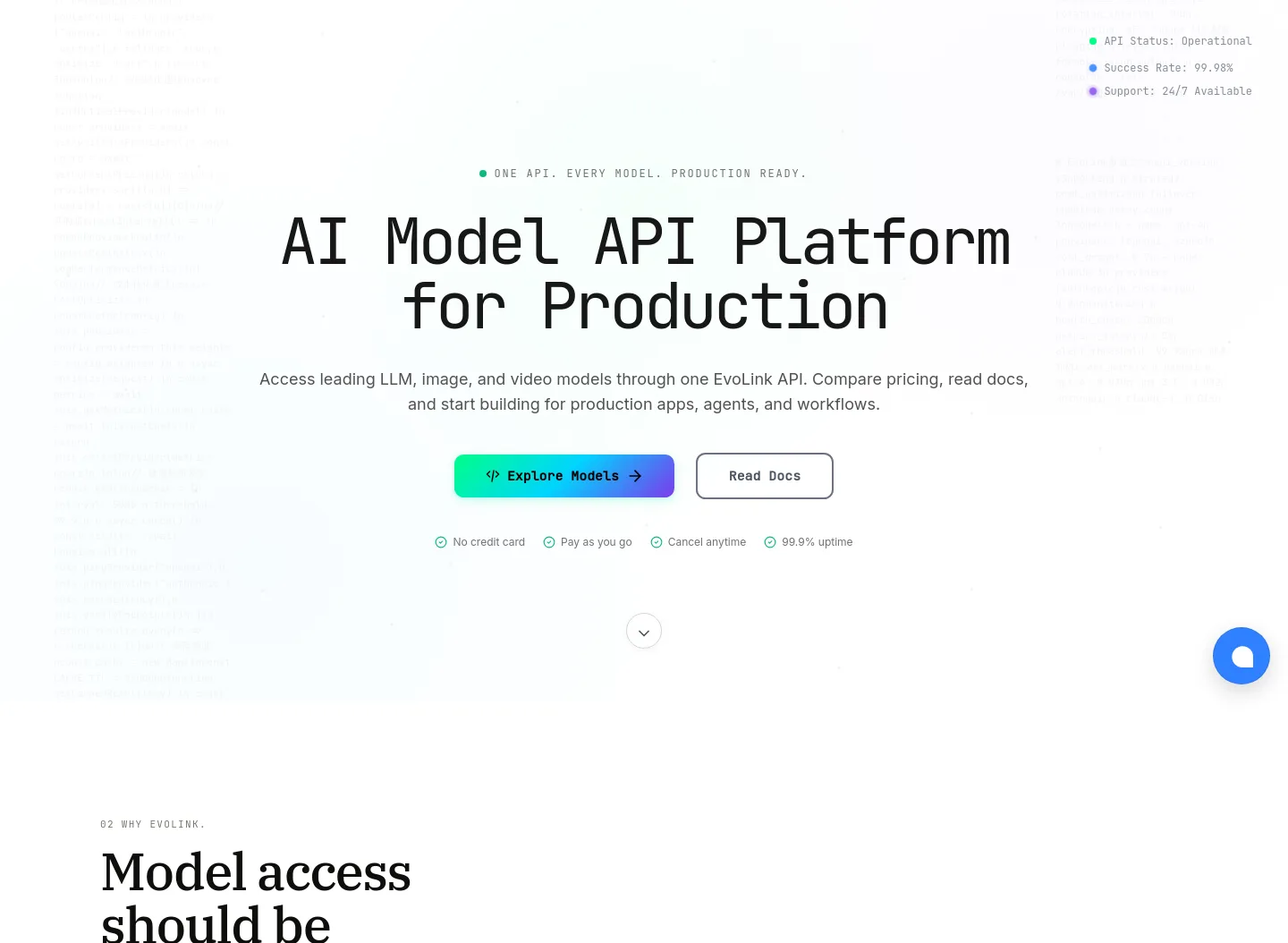 evolink.ai Hero section